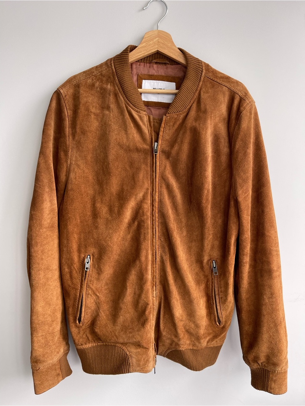 Bellfield Suede Bomber Jacket - Chestnut Brown